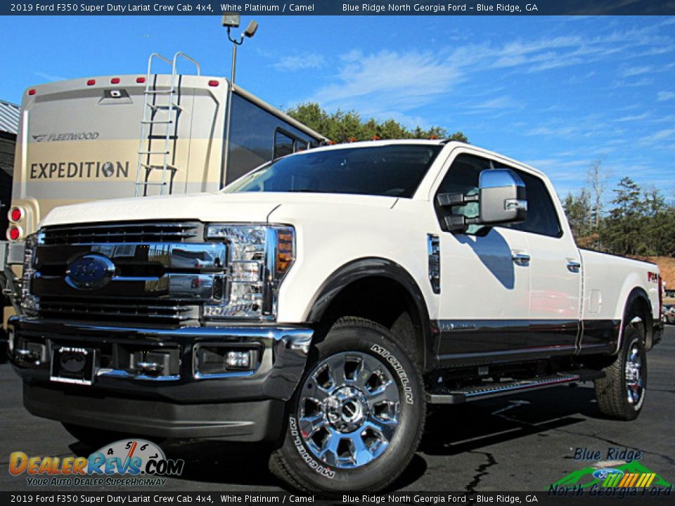 2019 Ford F350 Super Duty Lariat Crew Cab 4x4 White Platinum / Camel Photo #1