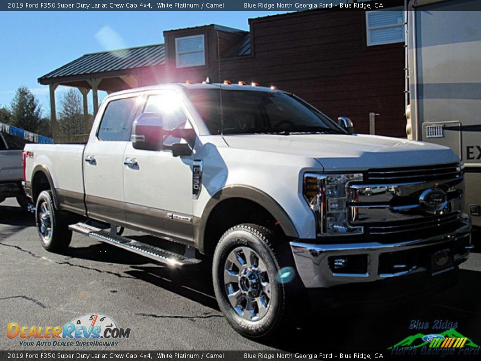 2019 Ford F350 Super Duty Lariat Crew Cab 4x4 White Platinum / Camel Photo #7