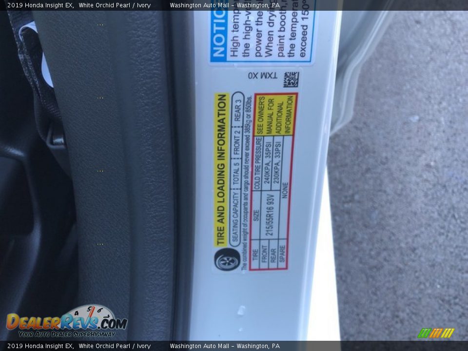 2019 Honda Insight EX White Orchid Pearl / Ivory Photo #25