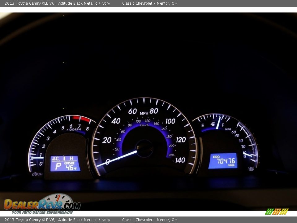 2013 Toyota Camry XLE V6 Attitude Black Metallic / Ivory Photo #7