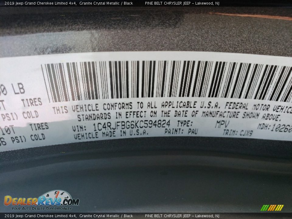 2019 Jeep Grand Cherokee Limited 4x4 Granite Crystal Metallic / Black Photo #9
