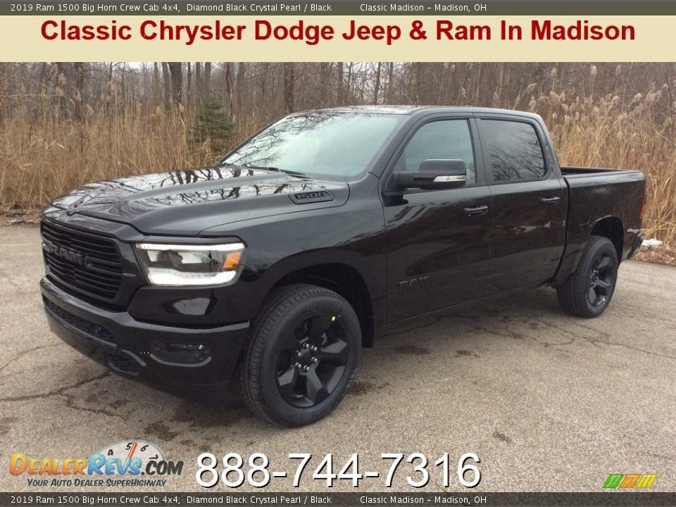 2019 Ram 1500 Big Horn Crew Cab 4x4 Diamond Black Crystal Pearl / Black Photo #1