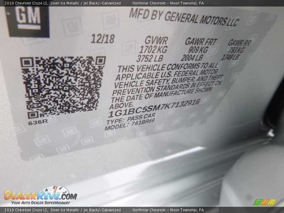 2019 Chevrolet Cruze LS Silver Ice Metallic / Jet Black/­Galvanized Photo #16