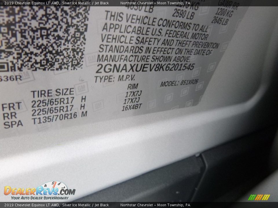 2019 Chevrolet Equinox LT AWD Silver Ice Metallic / Jet Black Photo #16