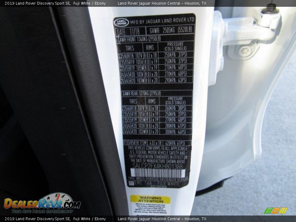 2019 Land Rover Discovery Sport SE Fuji White / Ebony Photo #34