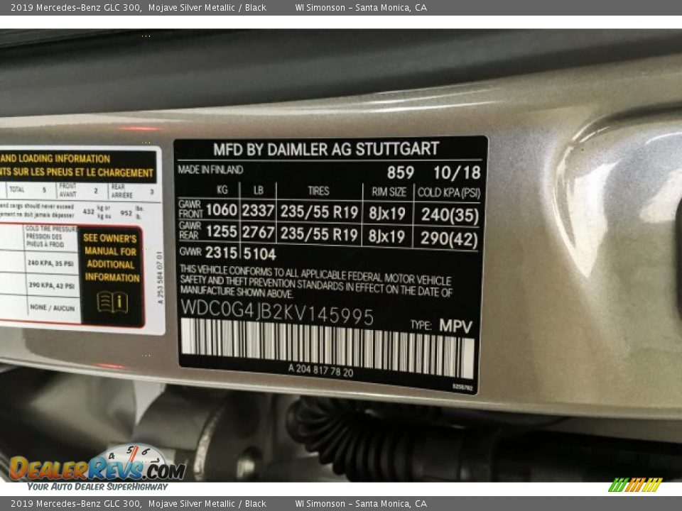 2019 Mercedes-Benz GLC 300 Mojave Silver Metallic / Black Photo #11