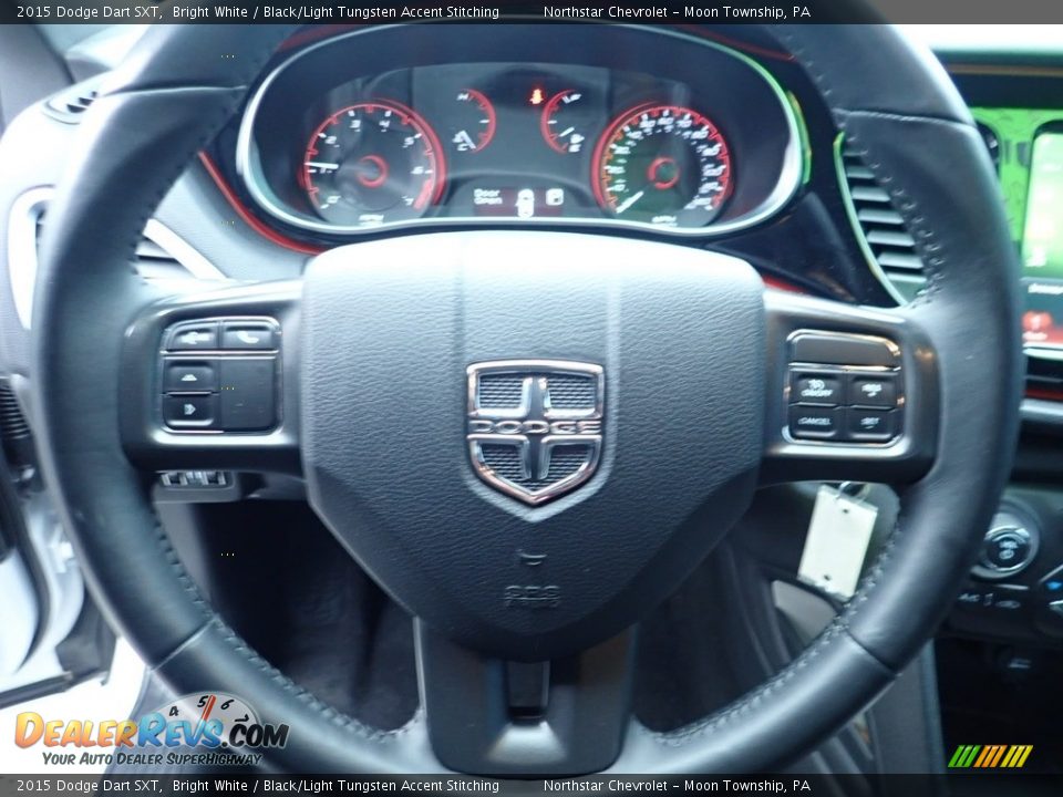 2015 Dodge Dart SXT Bright White / Black/Light Tungsten Accent Stitching Photo #26