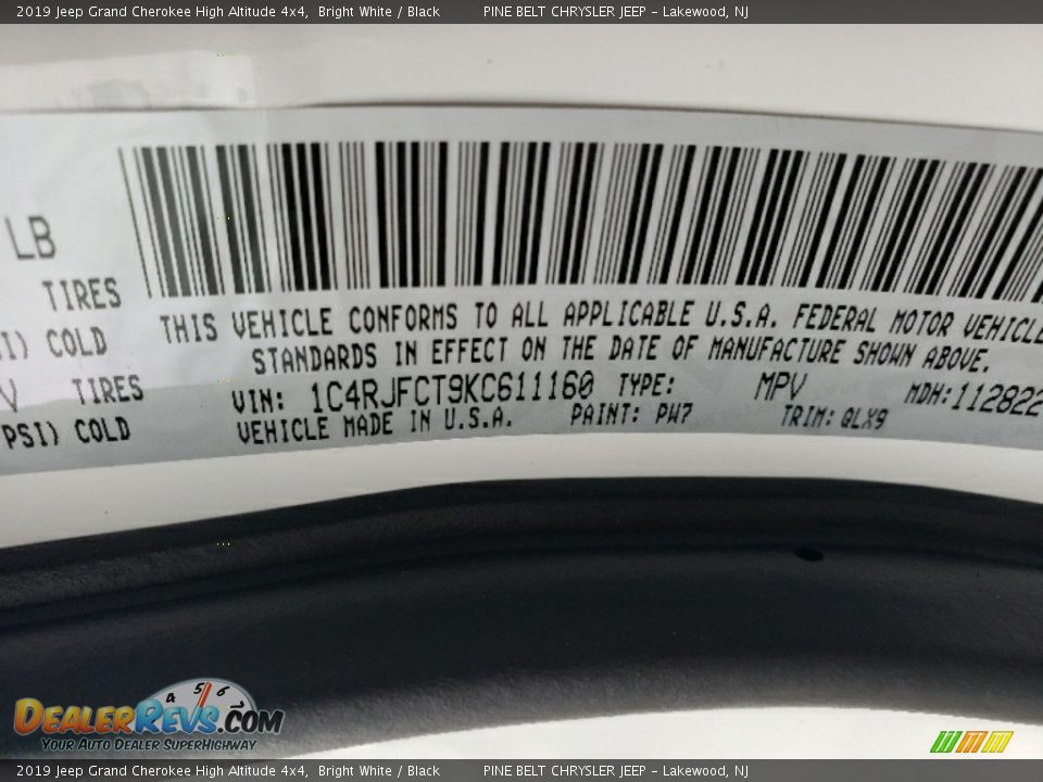 2019 Jeep Grand Cherokee High Altitude 4x4 Bright White / Black Photo #9