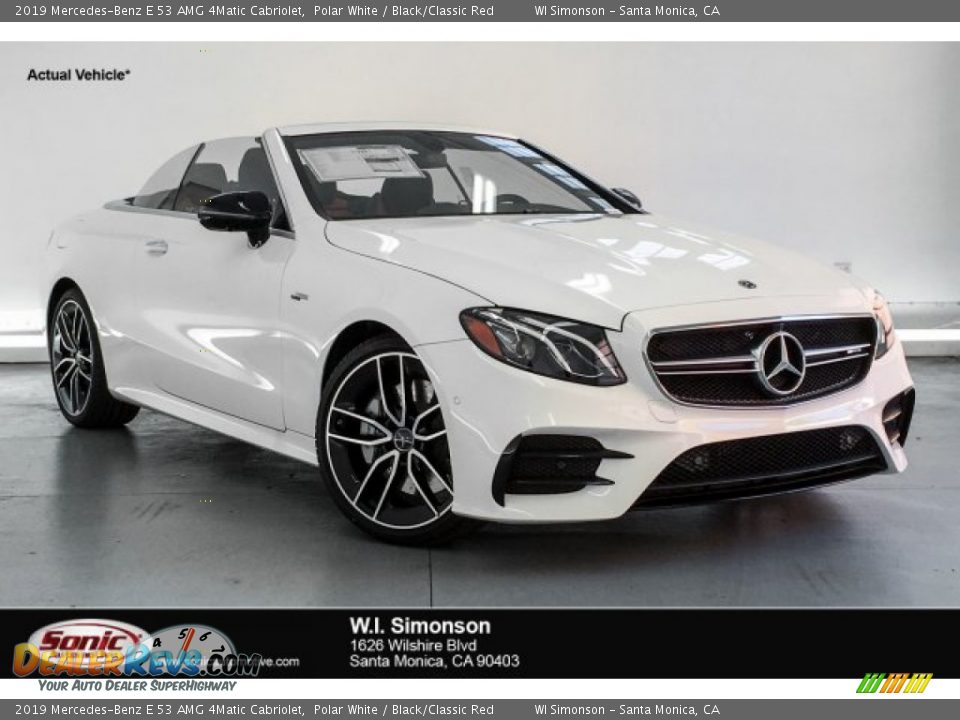2019 Mercedes-Benz E 53 AMG 4Matic Cabriolet Polar White / Black/Classic Red Photo #1