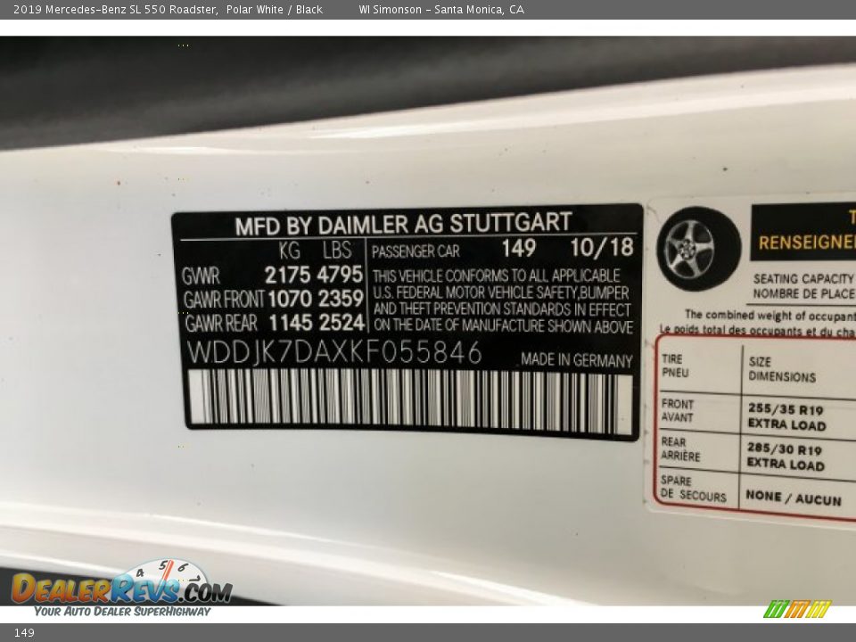 Mercedes-Benz Color Code 149 Polar White