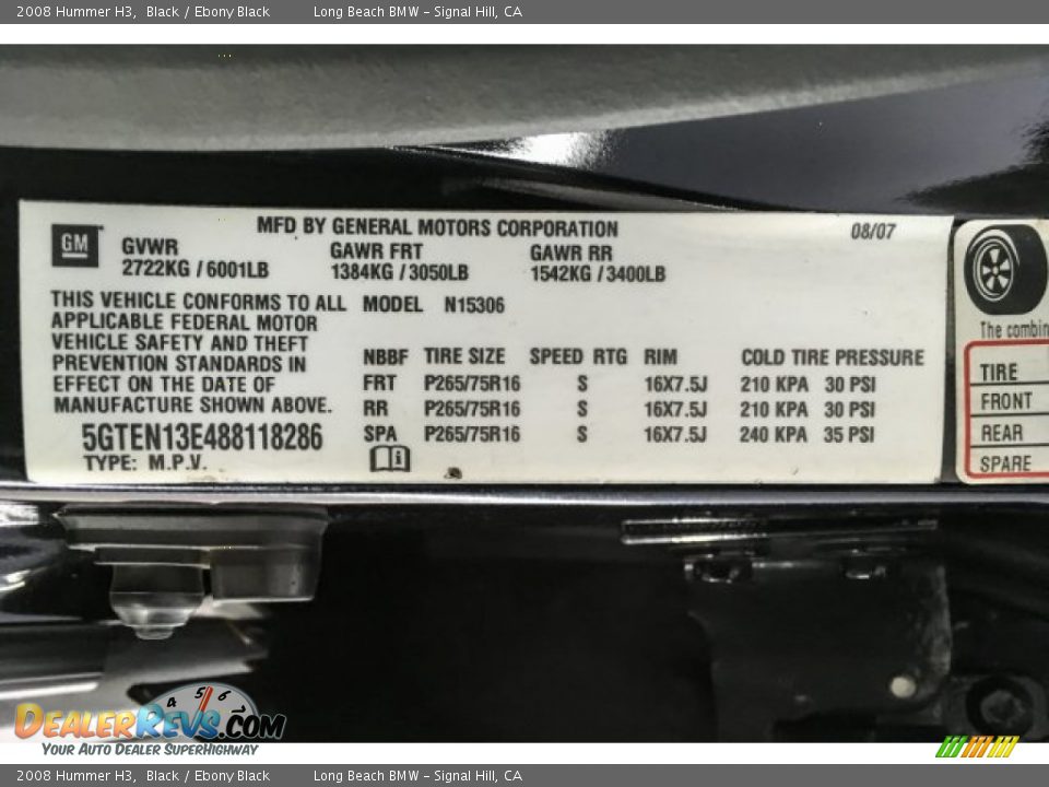 2008 Hummer H3 Black / Ebony Black Photo #19