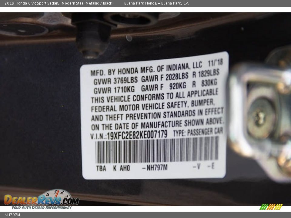 Honda Color Code NH797M Modern Steel Metallic