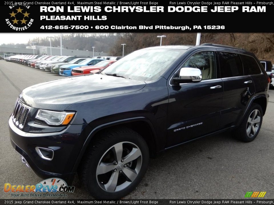 2015 Jeep Grand Cherokee Overland 4x4 Maximum Steel Metallic / Brown/Light Frost Beige Photo #1