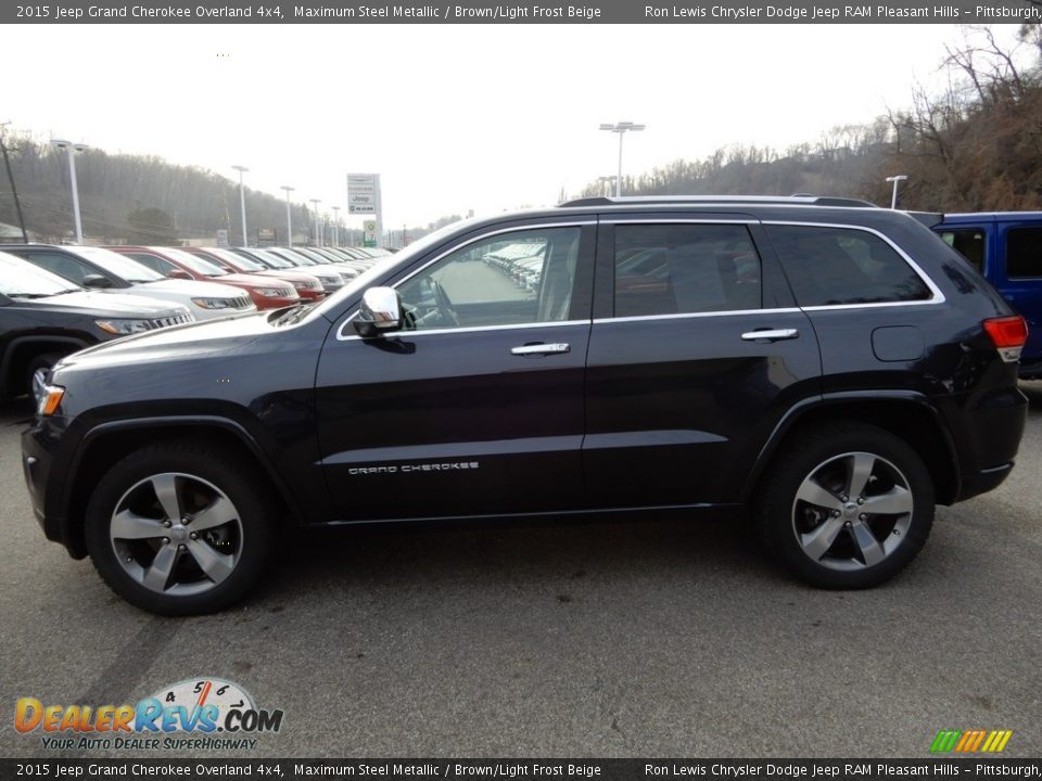 2015 Jeep Grand Cherokee Overland 4x4 Maximum Steel Metallic / Brown/Light Frost Beige Photo #2