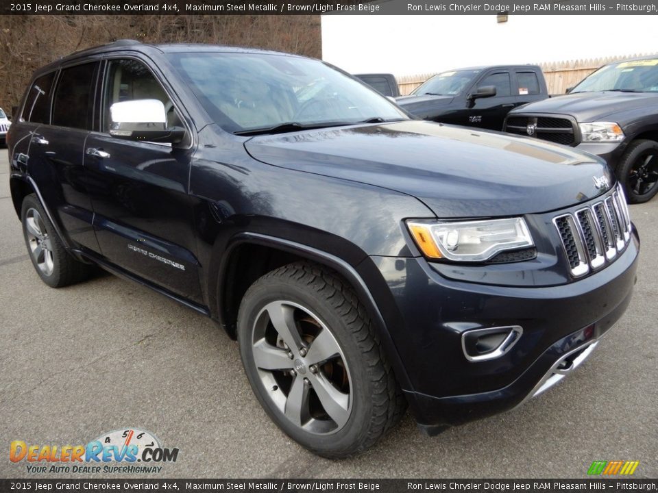 2015 Jeep Grand Cherokee Overland 4x4 Maximum Steel Metallic / Brown/Light Frost Beige Photo #8