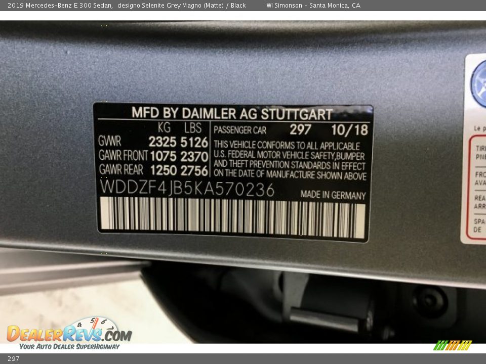 Mercedes-Benz Color Code 297 designo Selenite Grey Magno (Matte)