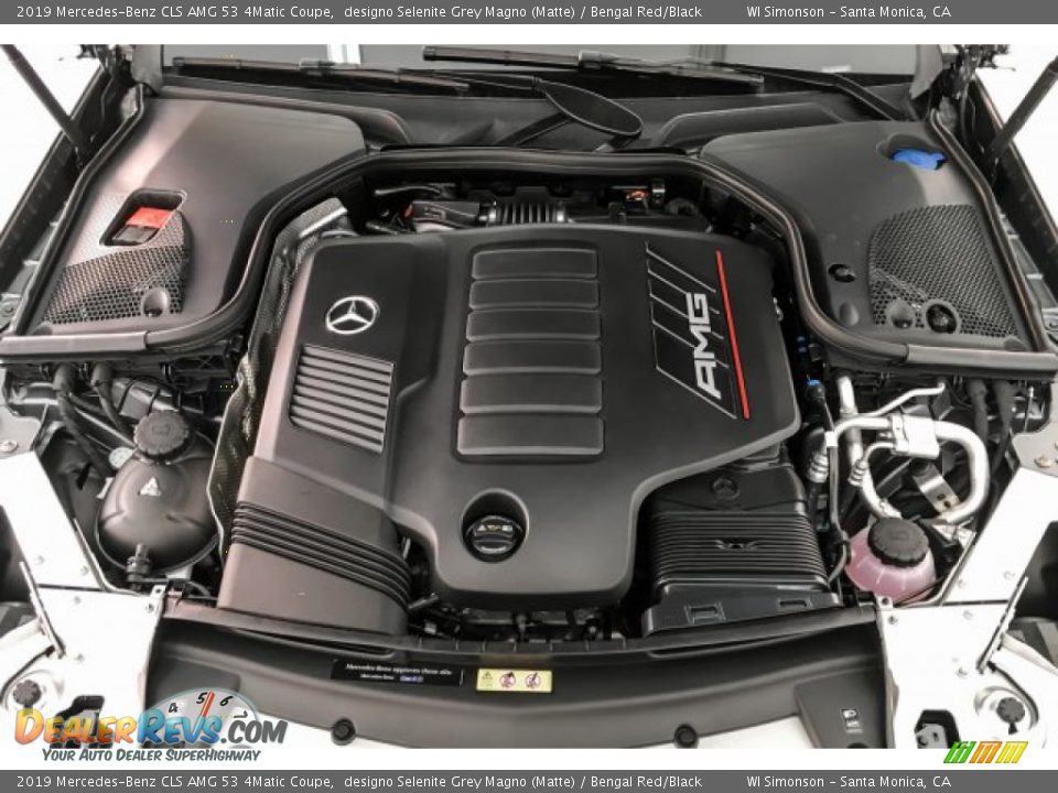 2019 Mercedes-Benz CLS AMG 53 4Matic Coupe designo Selenite Grey Magno (Matte) / Bengal Red/Black Photo #8