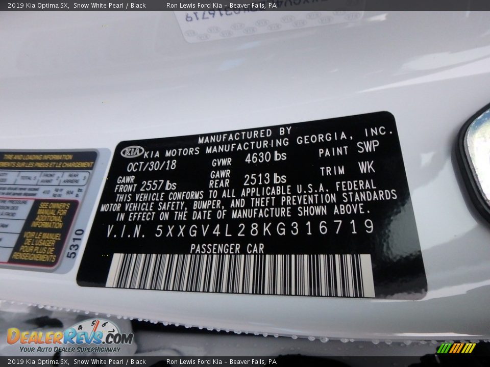2019 Kia Optima SX Snow White Pearl / Black Photo #14