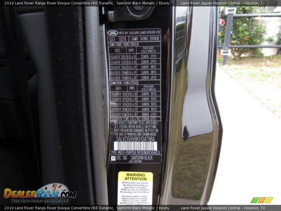 2019 Land Rover Range Rover Evoque Convertible HSE Dynamic Santorini Black Metallic / Ebony Photo #34