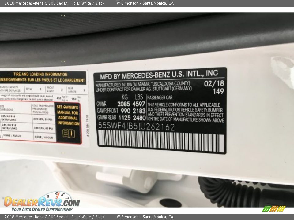 2018 Mercedes-Benz C 300 Sedan Polar White / Black Photo #10