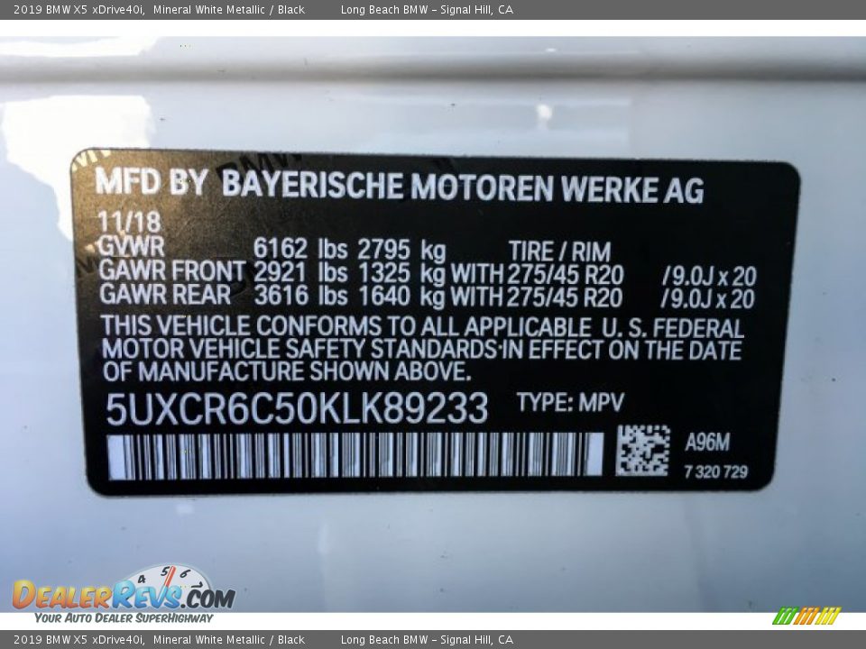 2019 BMW X5 xDrive40i Mineral White Metallic / Black Photo #11