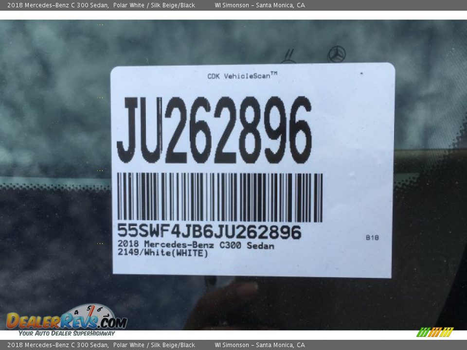2018 Mercedes-Benz C 300 Sedan Polar White / Silk Beige/Black Photo #1