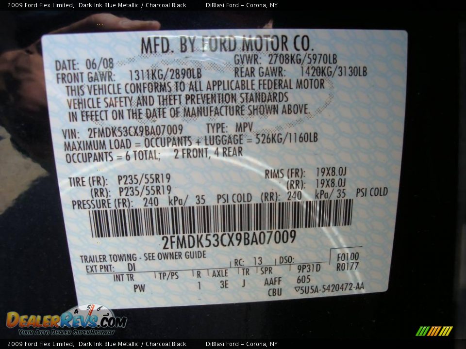 2009 Ford Flex Limited Dark Ink Blue Metallic / Charcoal Black Photo #31