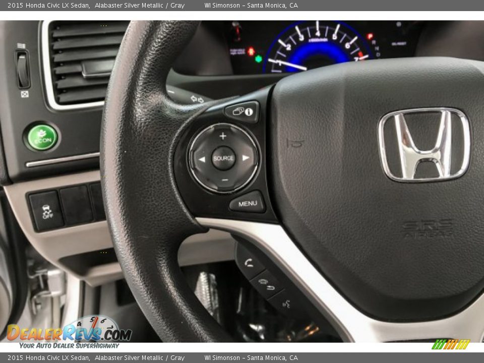 2015 Honda Civic LX Sedan Alabaster Silver Metallic / Gray Photo #19