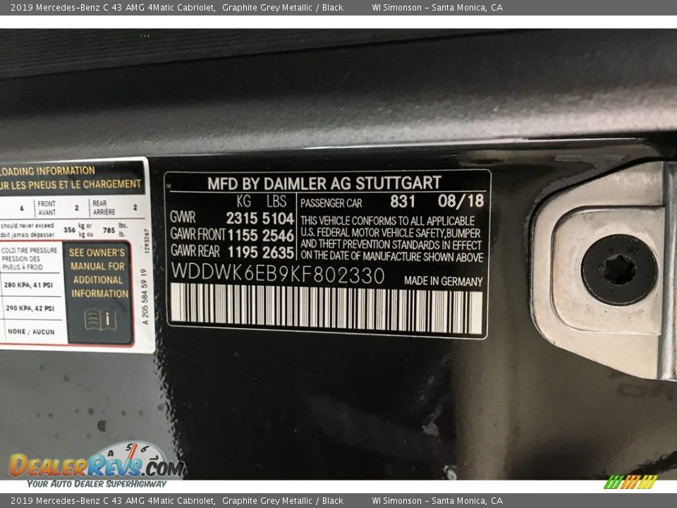 2019 Mercedes-Benz C 43 AMG 4Matic Cabriolet Graphite Grey Metallic / Black Photo #11