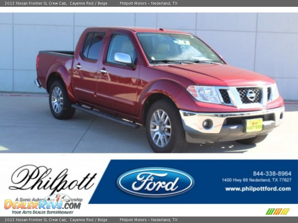 2013 Nissan Frontier SL Crew Cab Cayenne Red / Beige Photo #1