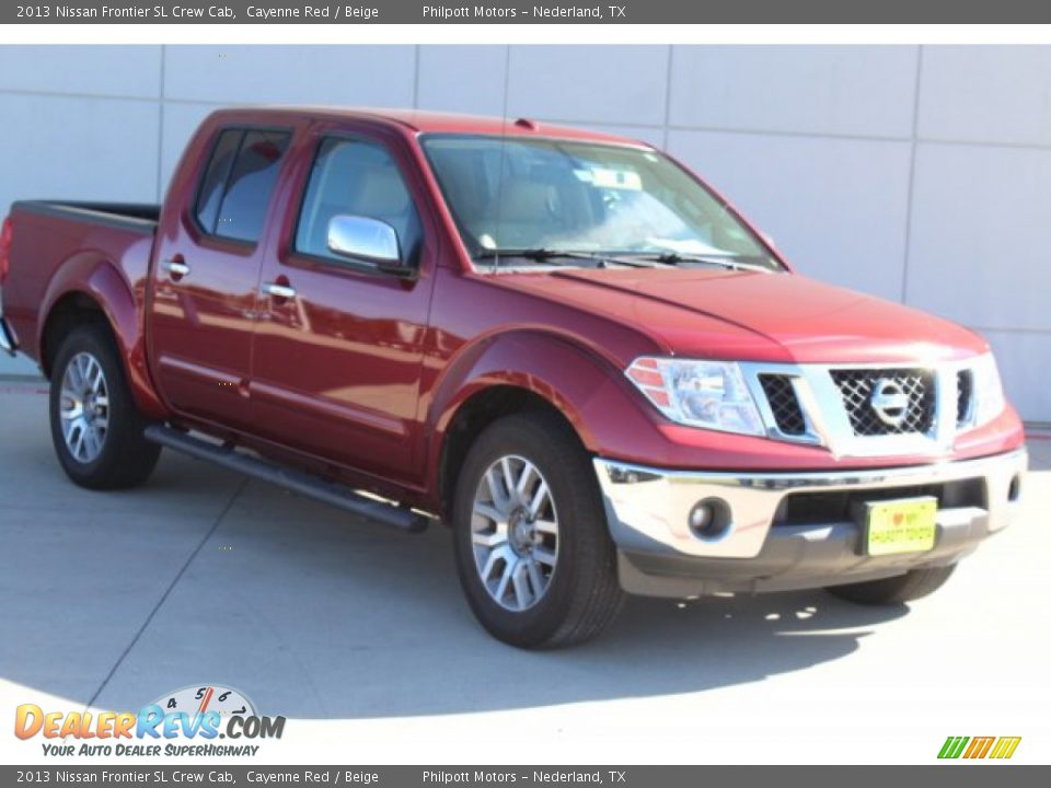 2013 Nissan Frontier SL Crew Cab Cayenne Red / Beige Photo #2