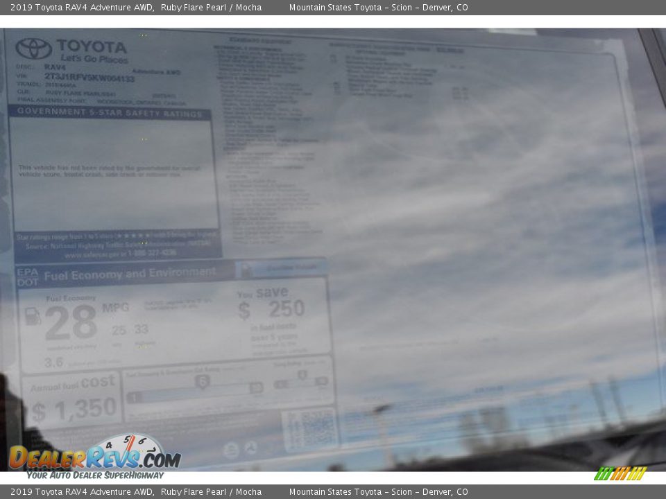 2019 Toyota RAV4 Adventure AWD Ruby Flare Pearl / Mocha Photo #36