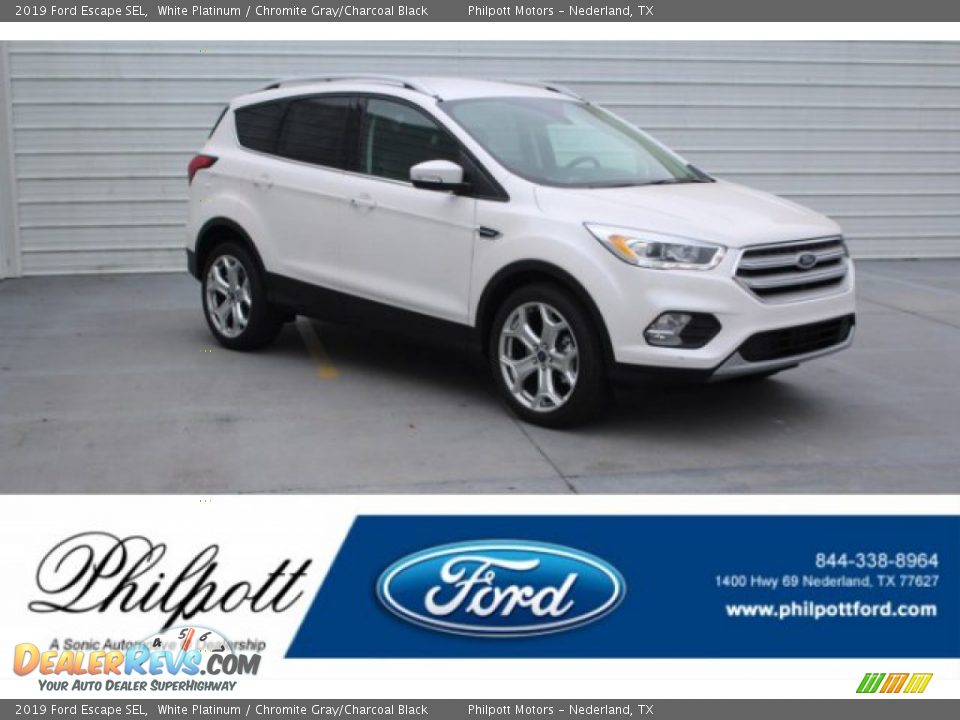 2019 Ford Escape SEL White Platinum / Chromite Gray/Charcoal Black Photo #1