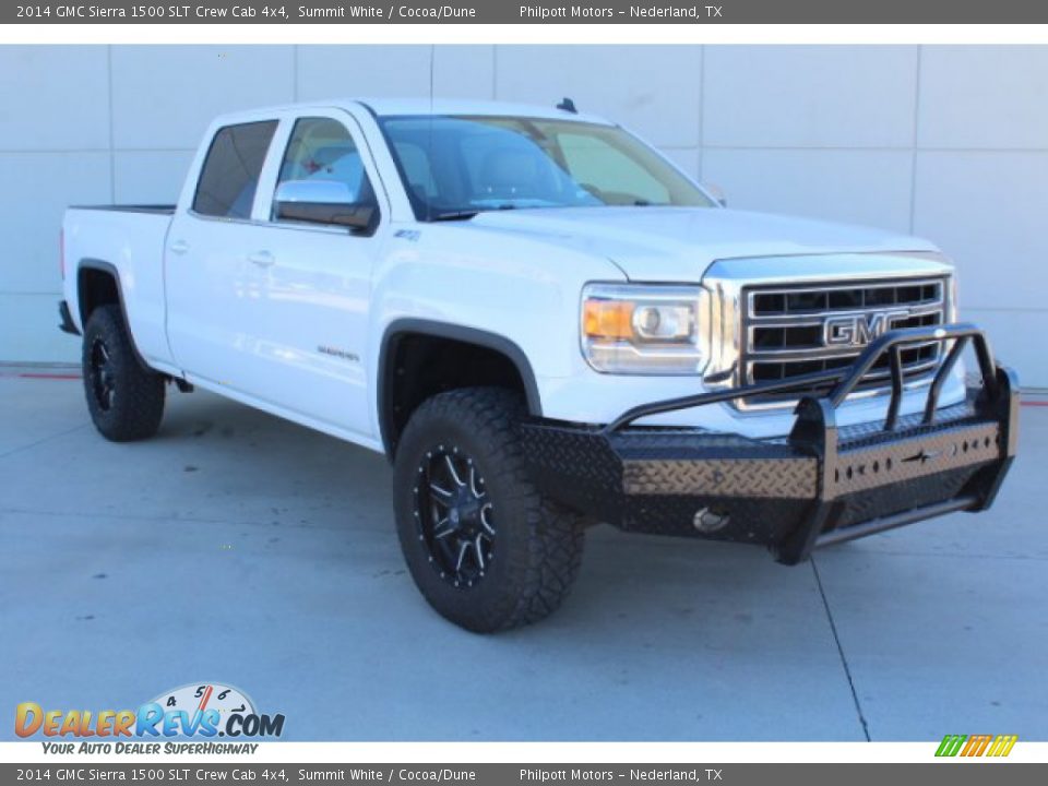 2014 GMC Sierra 1500 SLT Crew Cab 4x4 Summit White / Cocoa/Dune Photo #2