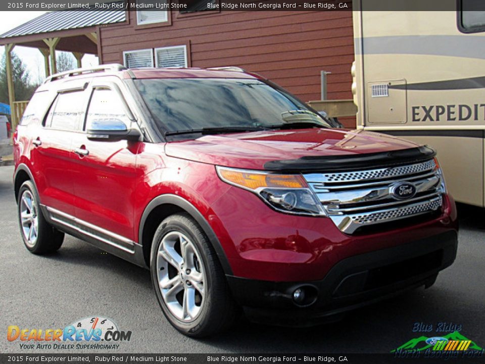 2015 Ford Explorer Limited Ruby Red / Medium Light Stone Photo #7