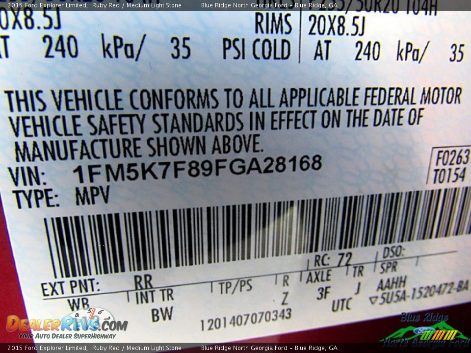 2015 Ford Explorer Limited Ruby Red / Medium Light Stone Photo #24