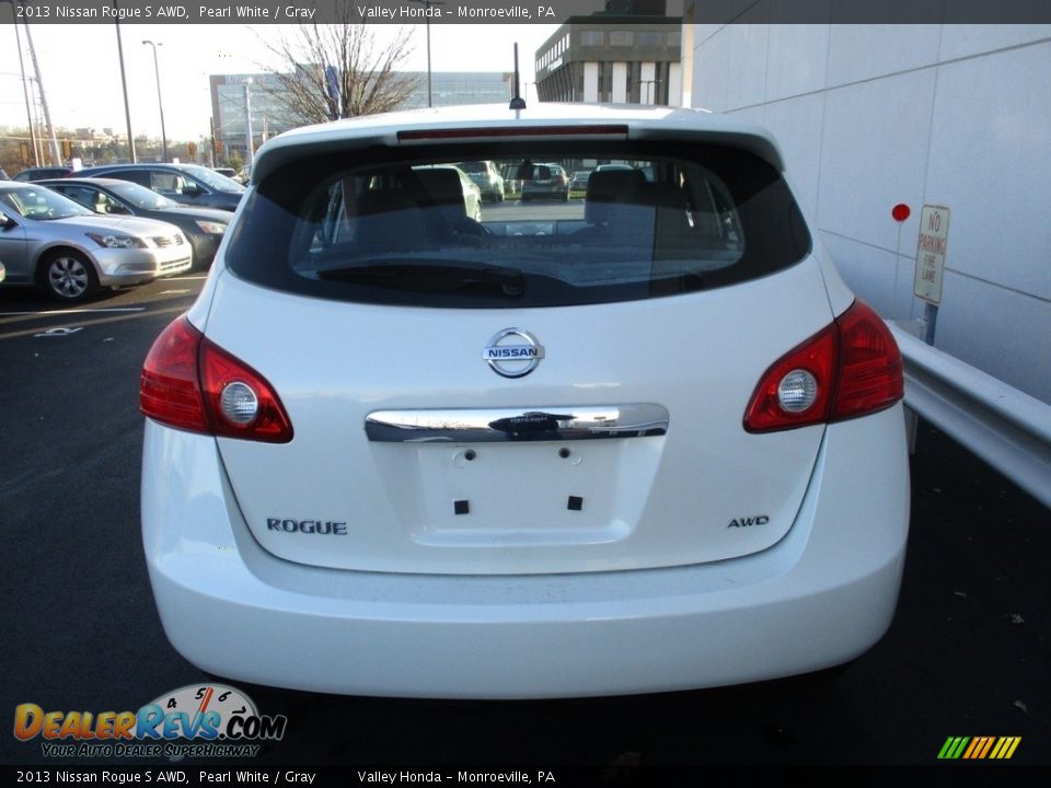 2013 Nissan Rogue S AWD Pearl White / Gray Photo #4
