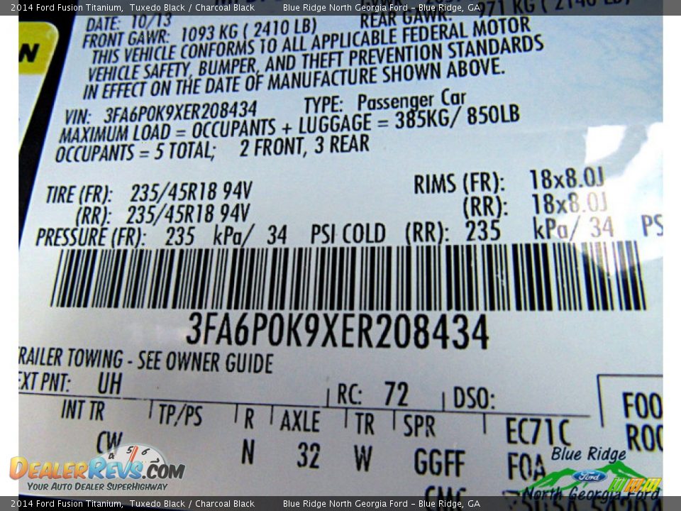 2014 Ford Fusion Titanium Tuxedo Black / Charcoal Black Photo #24