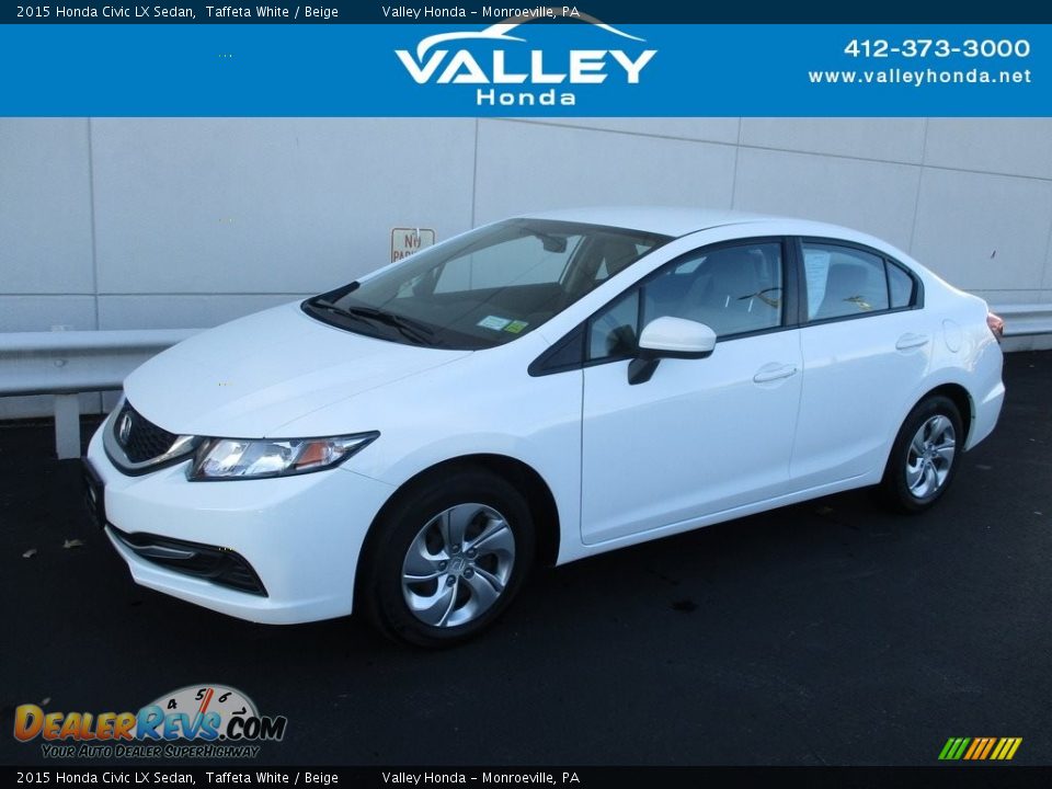 2015 Honda Civic LX Sedan Taffeta White / Beige Photo #1