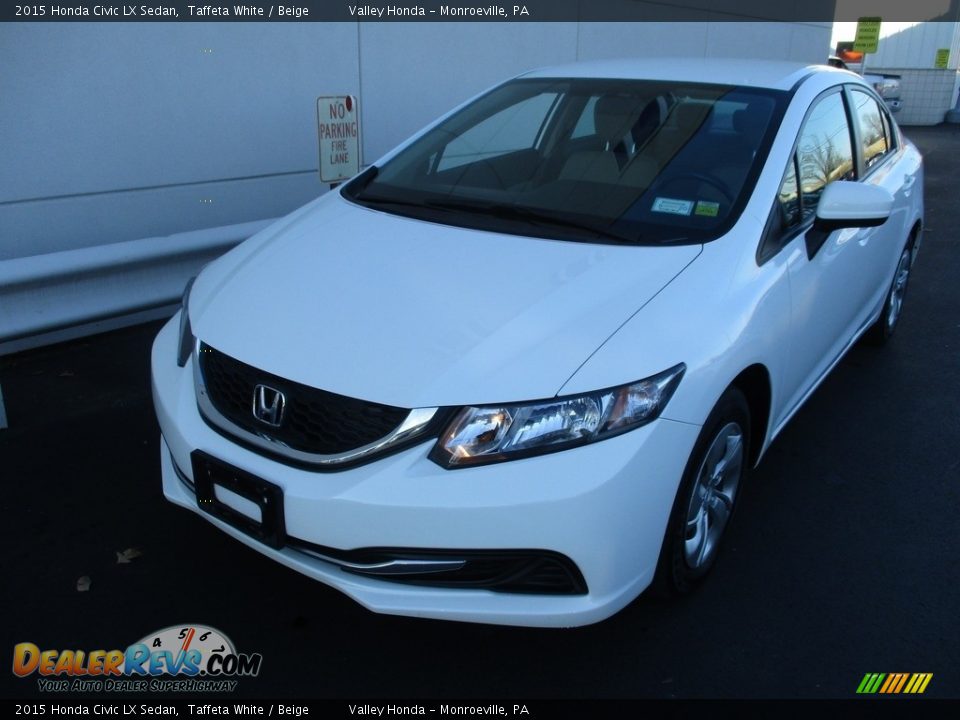 2015 Honda Civic LX Sedan Taffeta White / Beige Photo #9