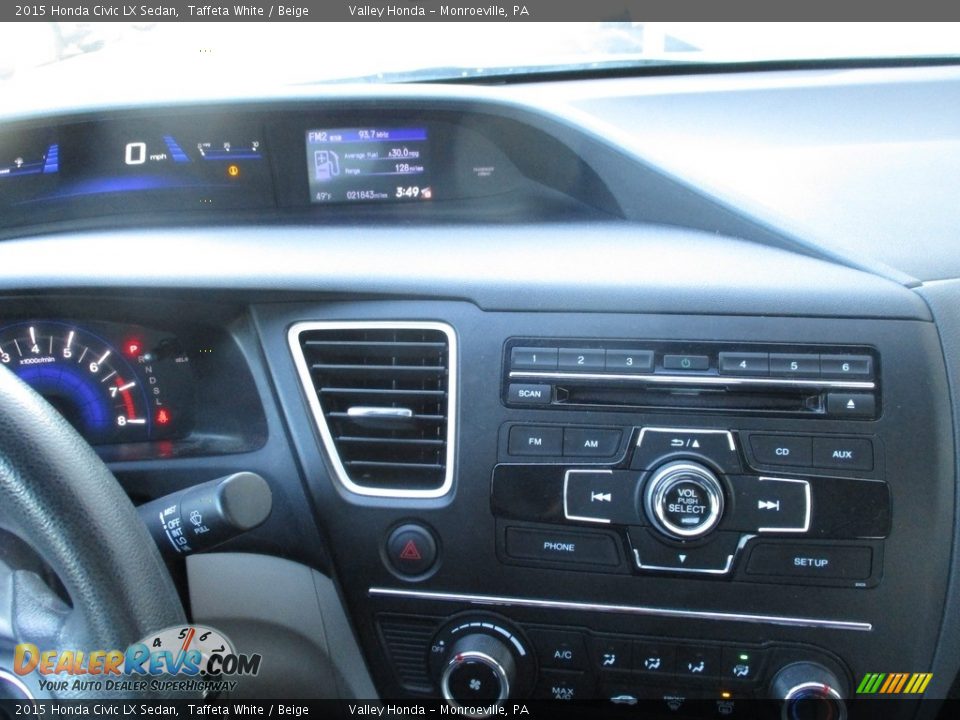 2015 Honda Civic LX Sedan Taffeta White / Beige Photo #15