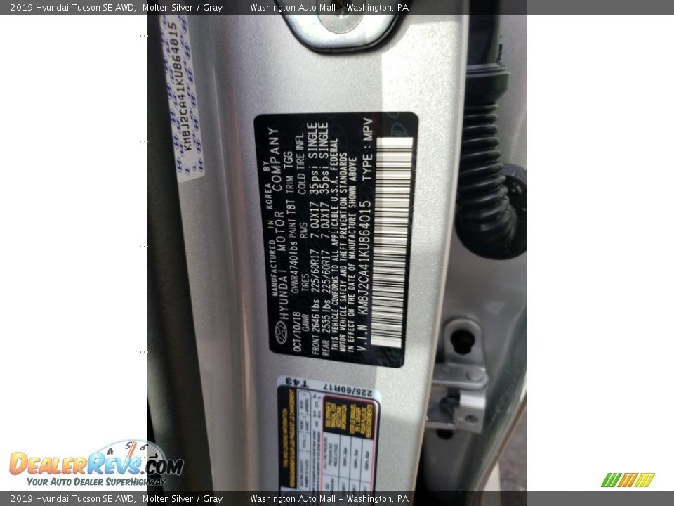 2019 Hyundai Tucson SE AWD Molten Silver / Gray Photo #15