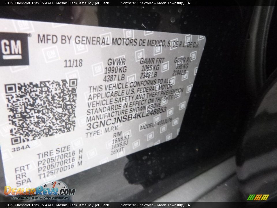 2019 Chevrolet Trax LS AWD Mosaic Black Metallic / Jet Black Photo #15
