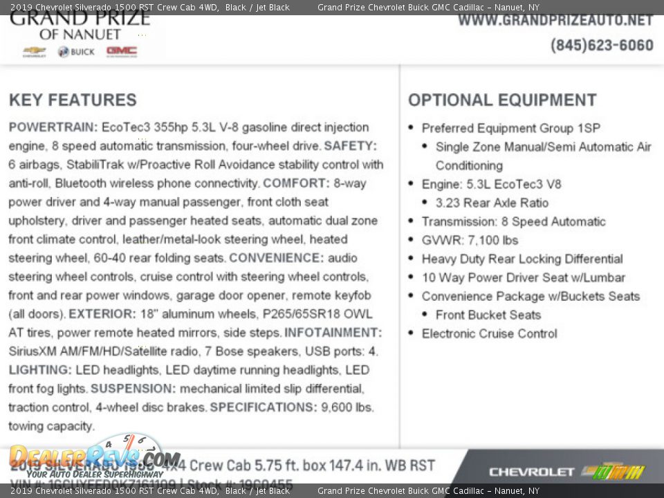 2019 Chevrolet Silverado 1500 RST Crew Cab 4WD Black / Jet Black Photo #7
