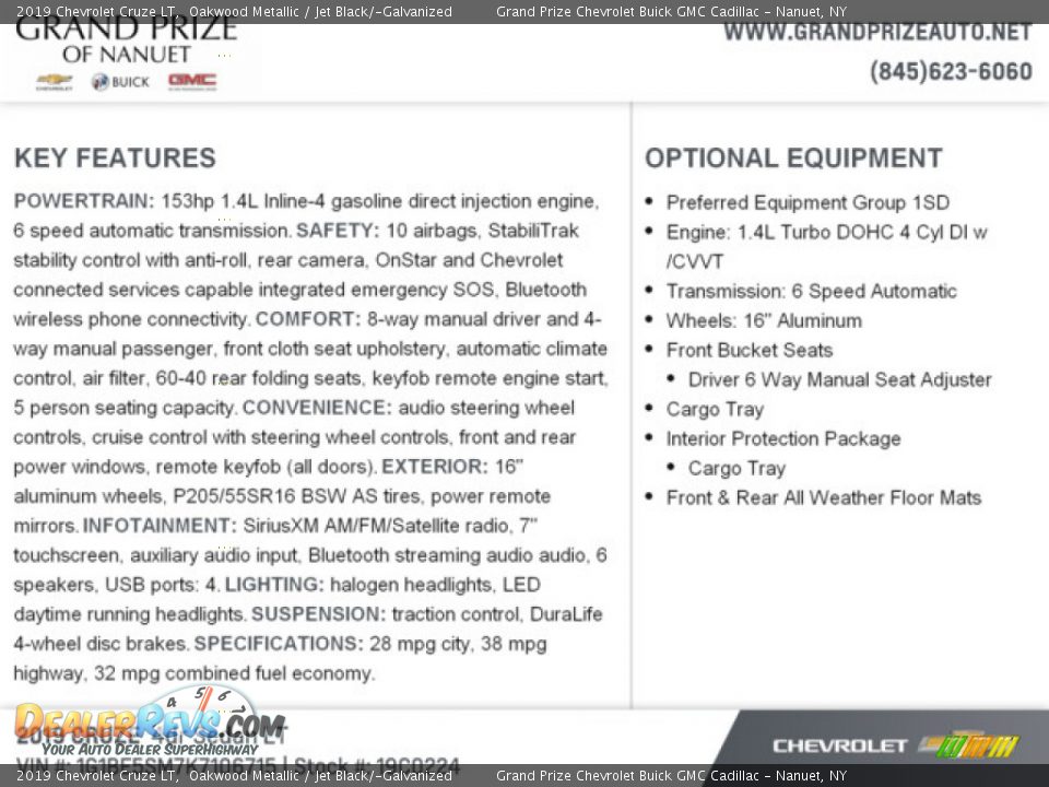 2019 Chevrolet Cruze LT Oakwood Metallic / Jet Black/­Galvanized Photo #5