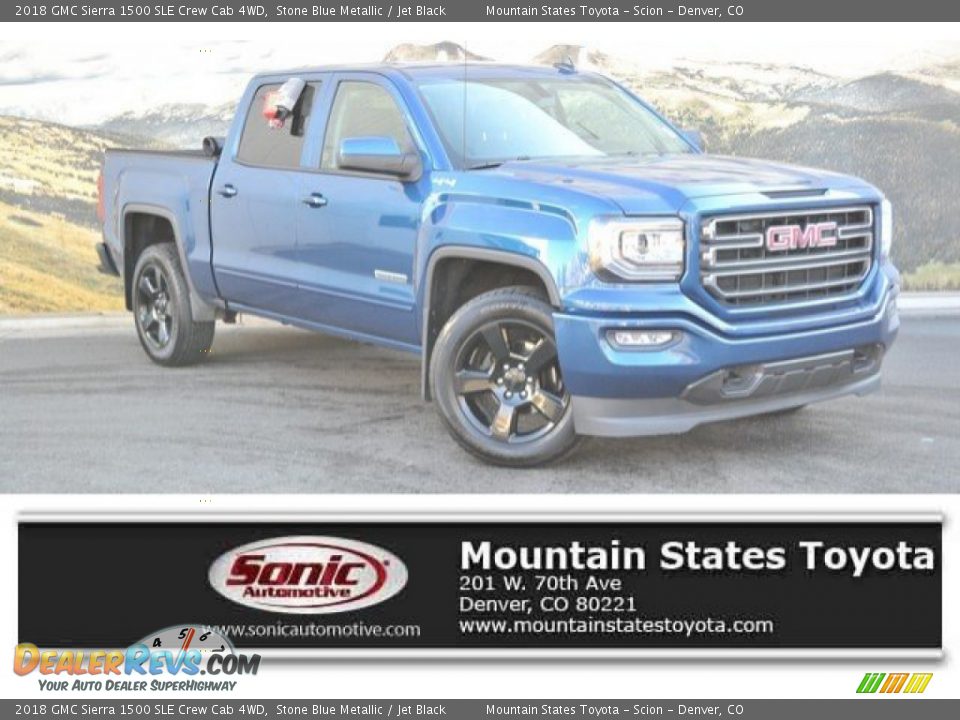 2018 GMC Sierra 1500 SLE Crew Cab 4WD Stone Blue Metallic / Jet Black Photo #1