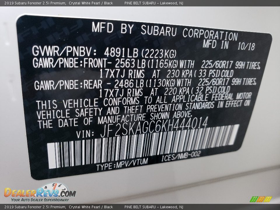 2019 Subaru Forester 2.5i Premium Crystal White Pearl / Black Photo #9