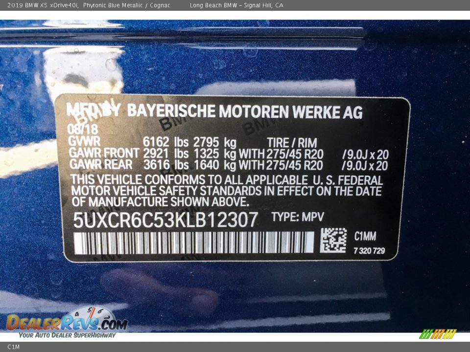 BMW Color Code C1M Phytonic Blue Metallic
