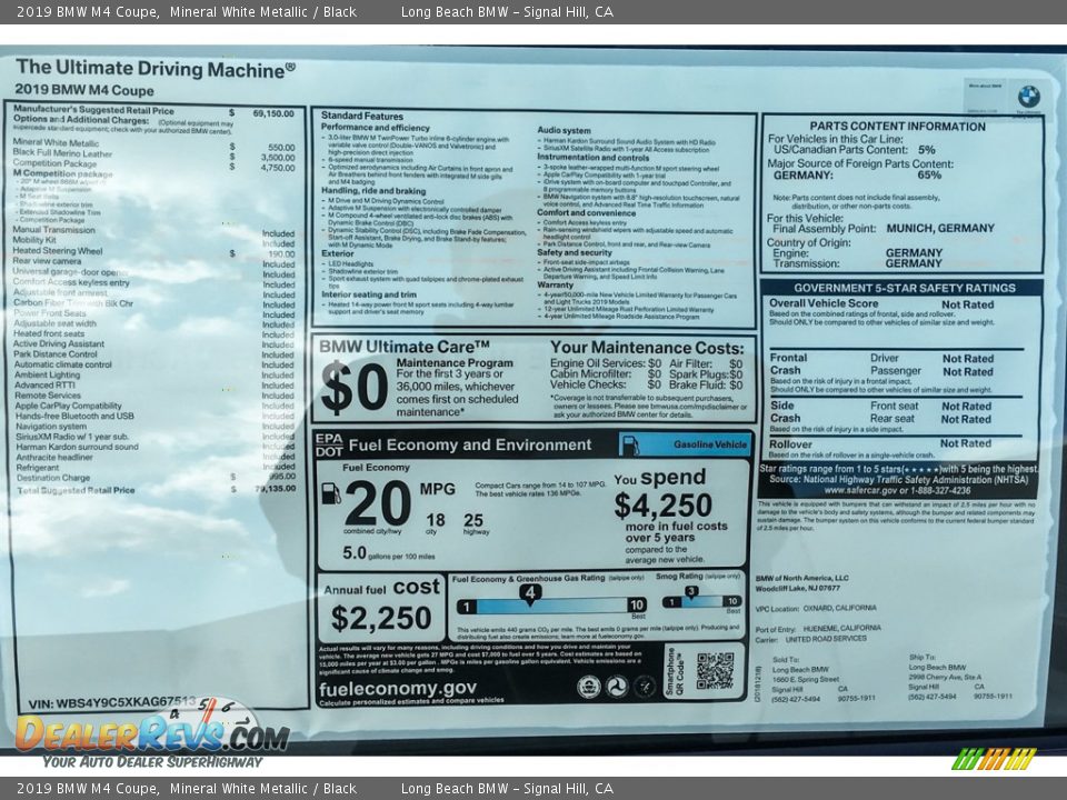 2019 BMW M4 Coupe Window Sticker Photo #10