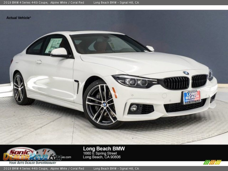 2019 BMW 4 Series 440i Coupe Alpine White / Coral Red Photo #1